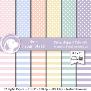 Carta digitale stampabile a pois pastello, verde menta, rosa, pesca, lavanda, azzurro, primavera, Pasqua, baby shower, confezione di carta digitale