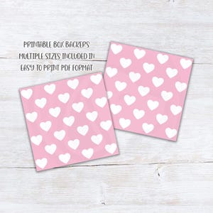 Pink Heart Cookie Box Backers, Printable Valentine Wedding Heart Cookie Gift Box Backers In 7 Sizes Instant Download