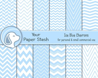 Lichtblauwe chevron digitaal plakboekpapier voor babyplakboekpagina's, ijsblauwe chevronachtergronden voor knutselprojecten lente en Pasen