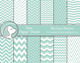 Mint Green Digital Paper Pack For Baby Showers Easter & Spring Scrapbook Pages, Pastel Papers, Planner Pages, Instant Download