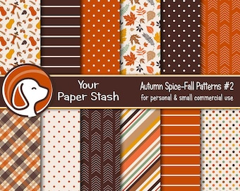 Warm Autumn Digital Papers, Fall Scrapbook Papers, Thanksgiving Backgrounds, Autumn Leaves Digital Paper, Halloween Designs / PS102