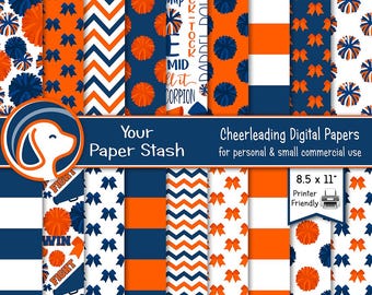 Navy Orange Jubeln Digitales Papier, Cheerleader Digitales Papier, Cheerleader Digitales Papier, jubeln Tapeten Teamgeist