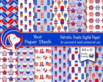 Patriotic Food Digital Paper Pack, 4th of July Scrapbook (Digital Download)