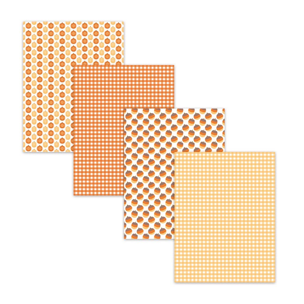 Fall Pumpkin Digital Paper Pack 8.5x11, Gingham Chevron Scrapbook Paper ...