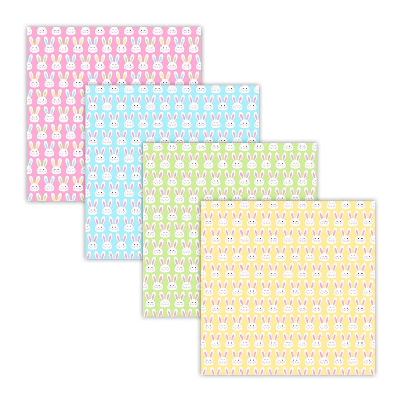 Easter Digital Paper Pack, Pastel Bunny Scrapbook Backgrounds, Chevron ...