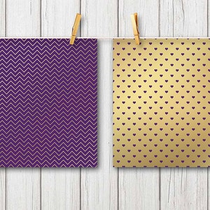 Elegant 12x12" digital papers with bold gold and purple designs