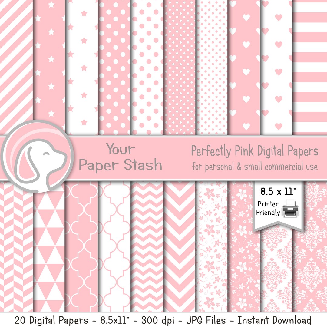 Perfectly Pink Digital Scrapbook Papers and Backgrounds, Bridal Shower ...