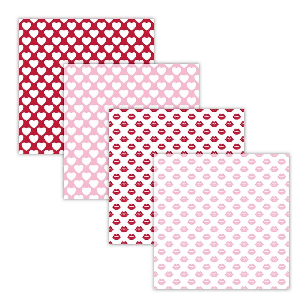 VALENTINE DAY Scrapbook Paper 12 Pink Heart LOVE 5p Card Flutter Red  Ka-Zoo