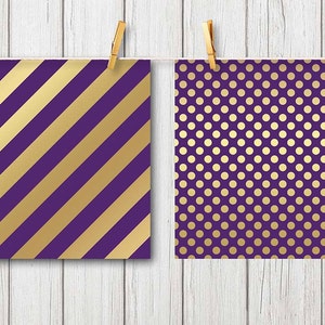 Elegant 12x12" digital papers with bold gold and purple designs