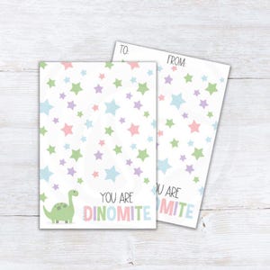 Valentinstag Cookie Karte, du bist Dinomite druckbare, 3,5 x 5 "Dinosaurierkarte für Geburtstage oder Valentinstag