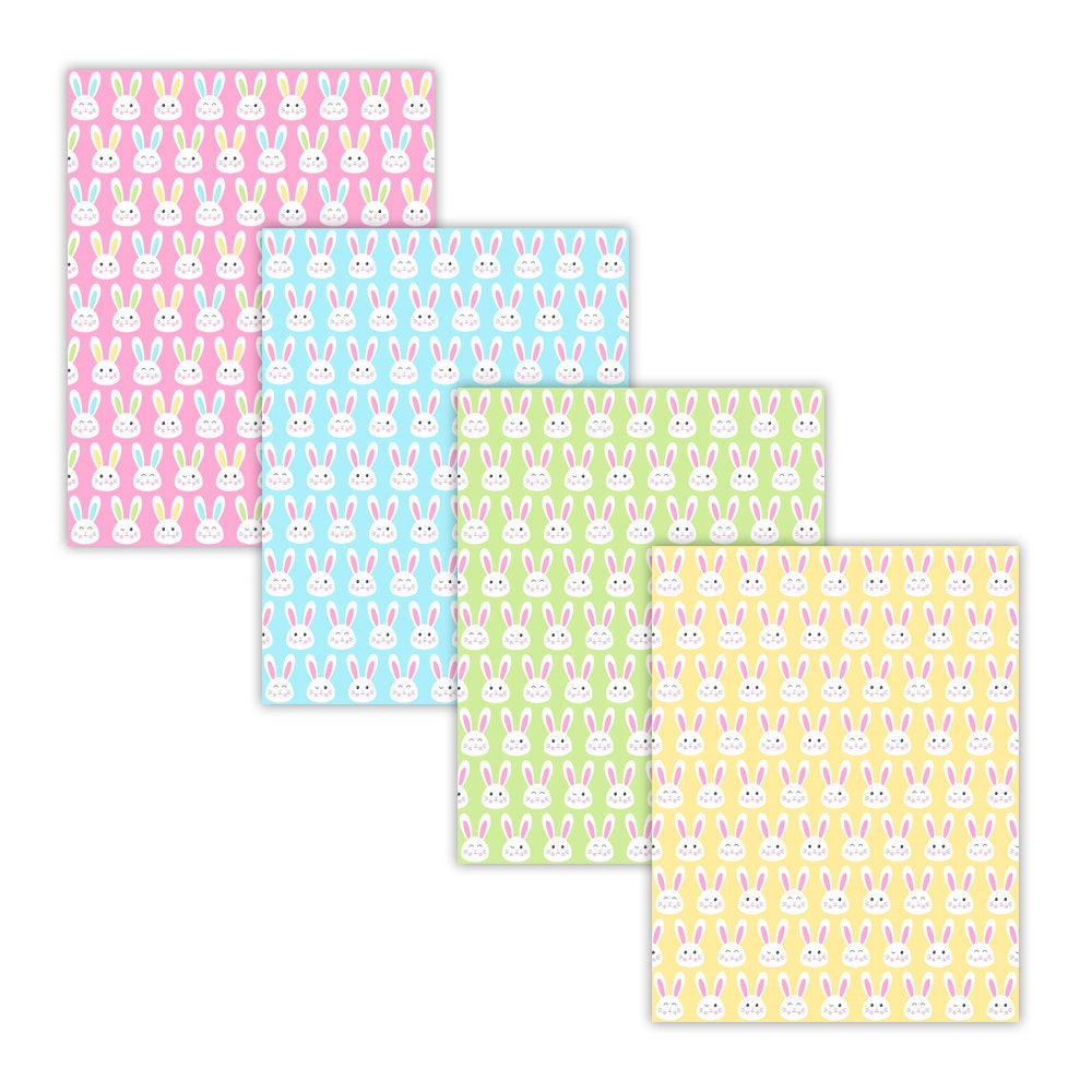 Printable Easter Digital Paper, Spring Easter Bunny Pastel Digital ...