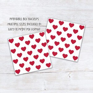 Red Heart Cookie Box Backers, Printable Valentine Wedding Heart Cookie Gift Box Backers 7 Sizes Instant Download