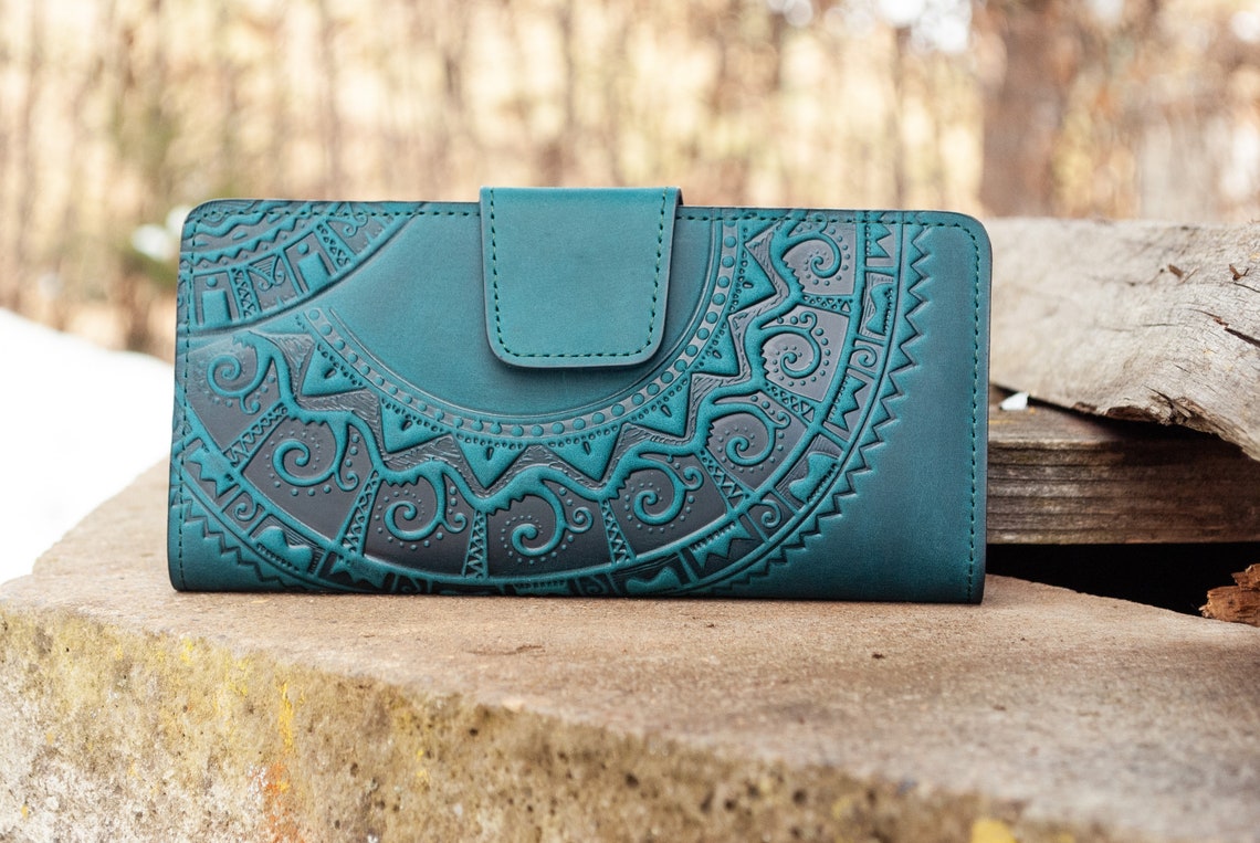 Darkteal Leather Boho Wallet Leather Wallet Women Leather Etsy