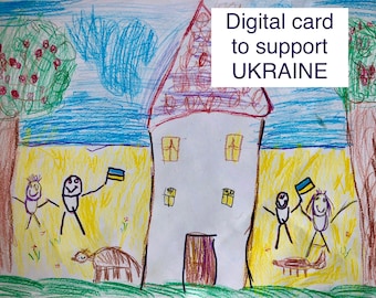 Ukrainian Children Drawing Art, Support Ukraine (Digital JPG)