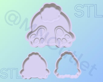 3D Printable Rabbit's Bottom Bath Bomb Mold STL File: DIY Craft Supplies (Digital Download)