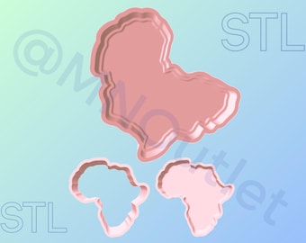 3D Printable Africa Continent Bath Bomb Mold STL File: DIY Craft Supplies (Digital Download)