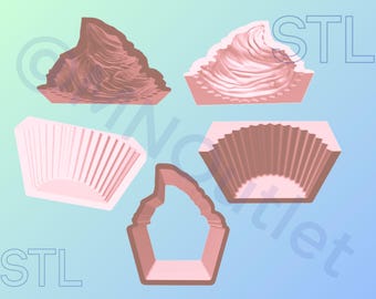 3D Printable Iced Cupcake Bath Bomb Mold STL File: DIY Craft Supplies (Digital Download)