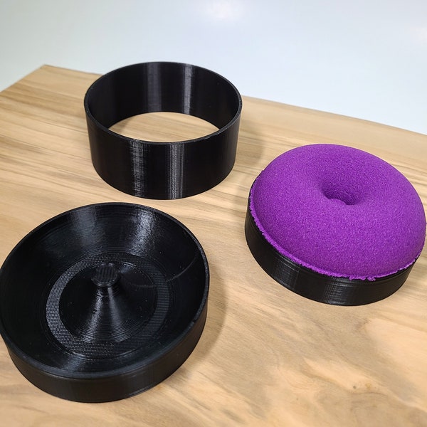 Donut Bath Bomb Mold, Hand Press, Pick Your Size/Any Diameter, Round Doughnut Mold, PLA, Heavy-Duty, Mould, 3D Printed, Three Pieces, DIY