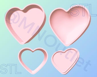 3D Printable Heart Bath Bomb Mold - Two Top Styles STL File (Digital Download)