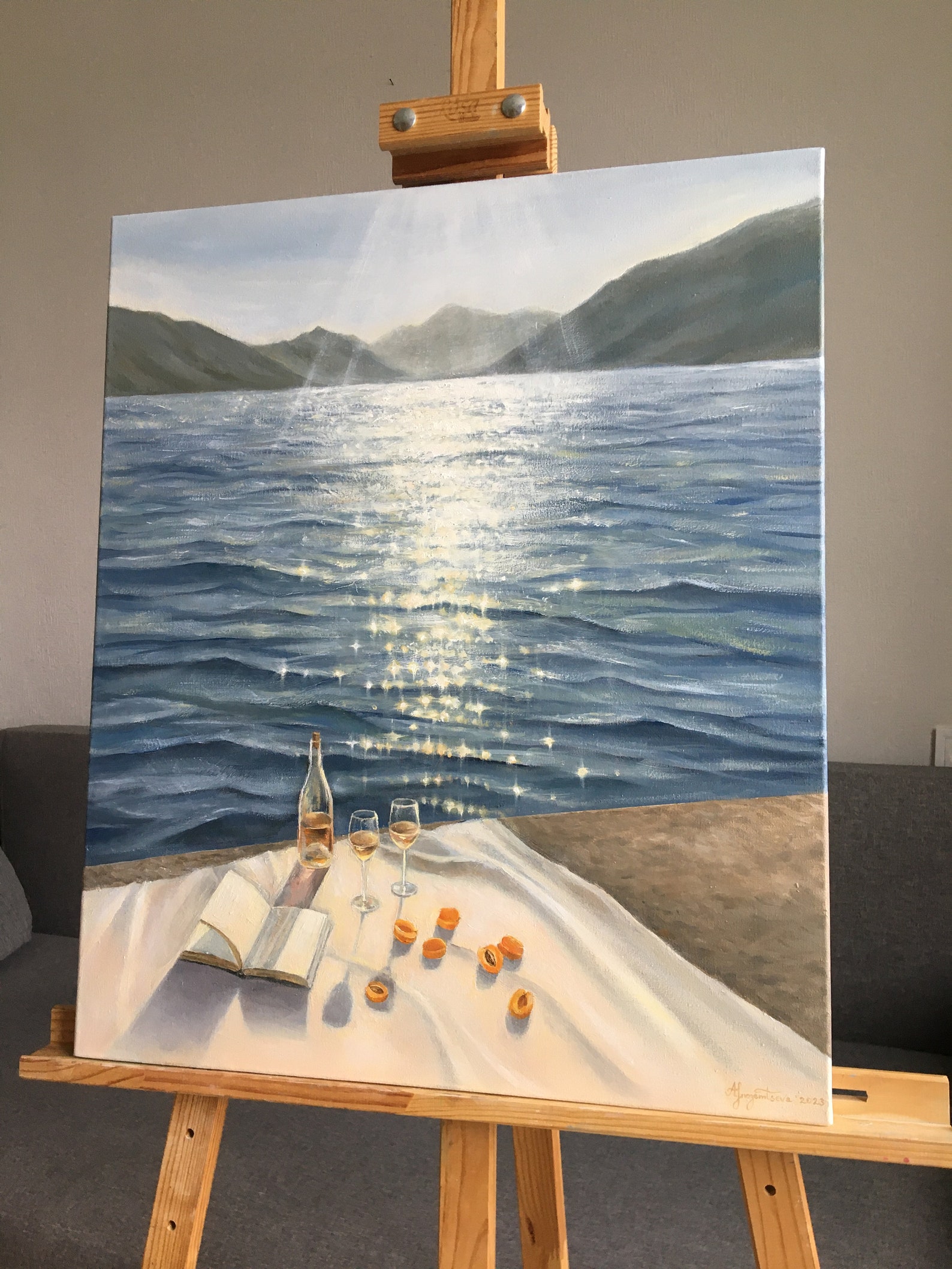 Original Ocean Oil Painting on Canvas Calm Sea Sparkles Etsy