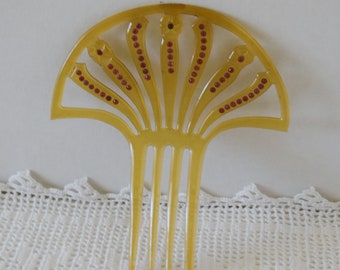 Vintage Apple Juice Celluloid Mantilla Style Hair Comb