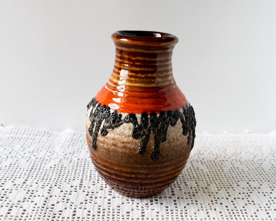 1960s-1970s Retro Mid Century Fat Lava Pottery Vase Made in West