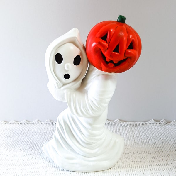 1970s-80s Original Vintage Ceramic Ghost with Reversed Pumpin Head holding Ghost Head