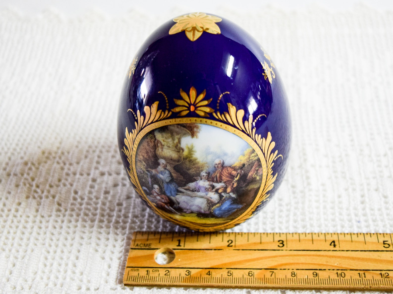 Vintage Limoges Large Cobalt Blue and Gold Egg With 18th Etsy