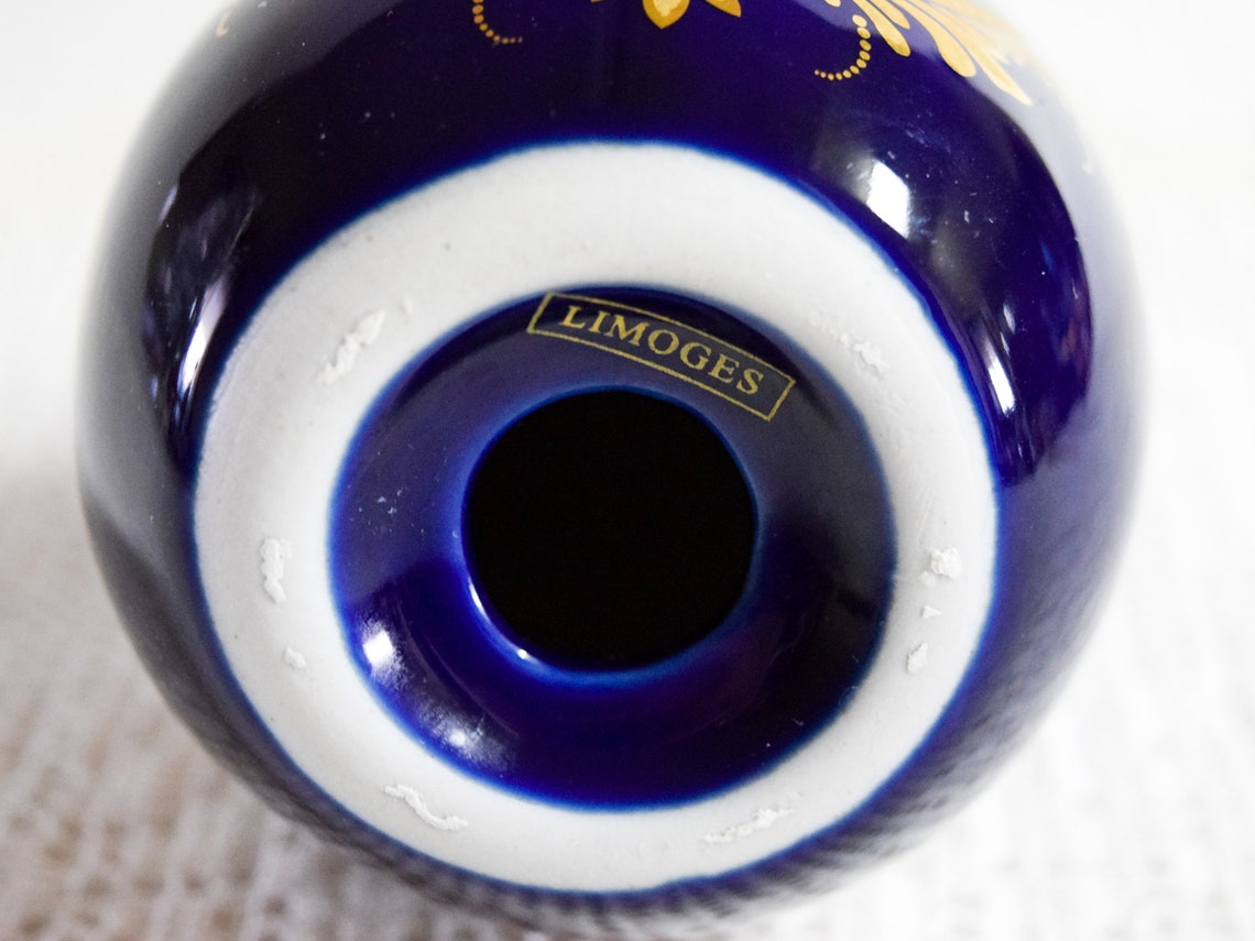 Vintage Limoges Large Cobalt Blue and Gold Egg With 18th Etsy