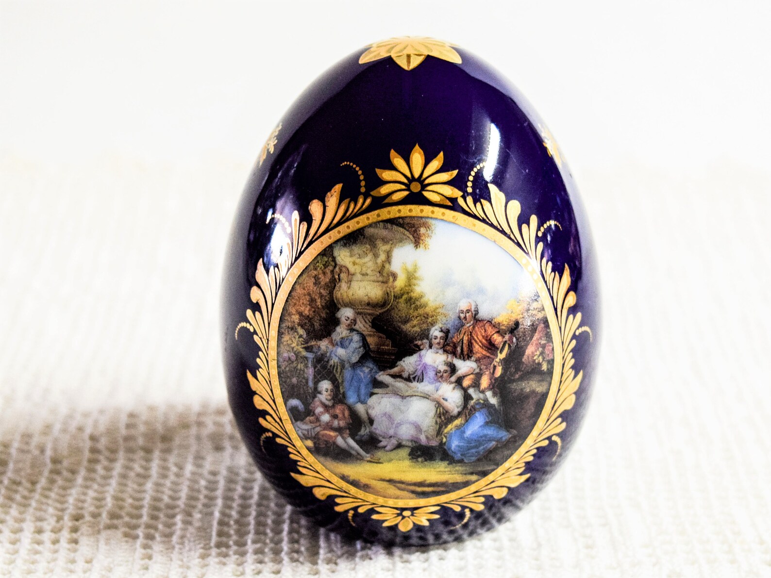 Vintage Limoges Large Cobalt Blue and Gold Egg With 18th Etsy