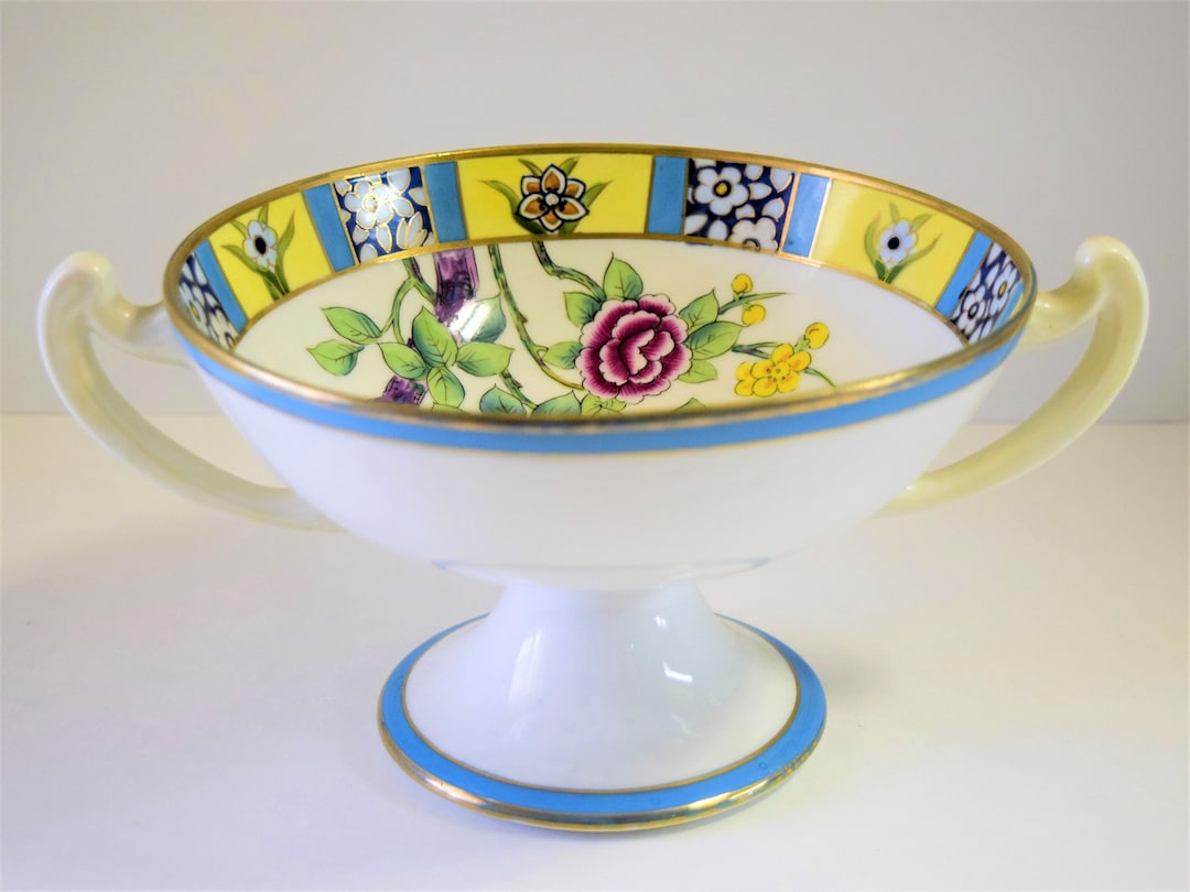 19111921 Morimura Nippon Hand Painted Porcelain Pedestal Centerpiece
