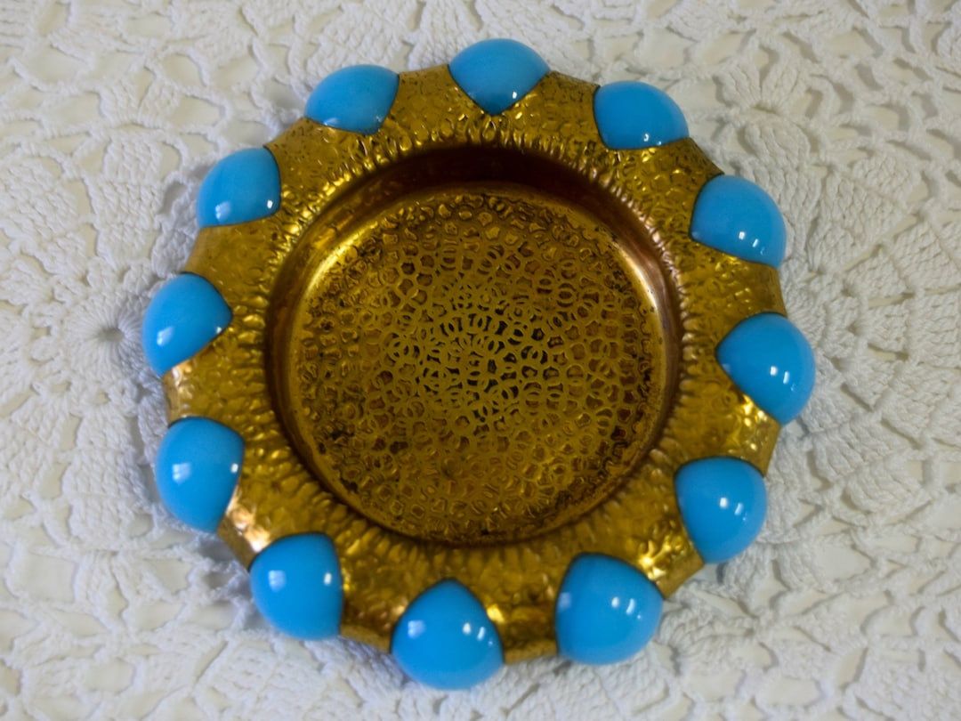 1930s Vintage Fisher Jewel Tray Pat 99857 With Turquoise Marbles Etsy