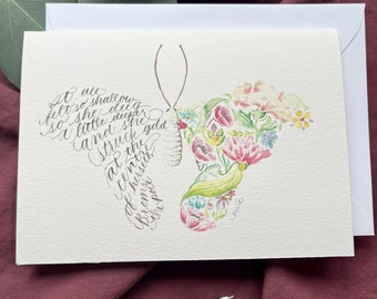 Butterly Greeting Card - Hand painted with poetry