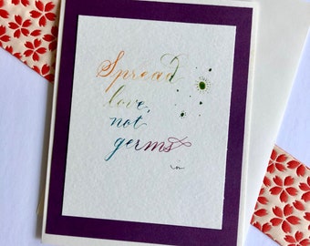 Spread Love not Germs Card. Quarantine Card, I Miss You Card