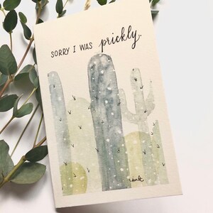 Carte désolé drôle, désolé j'étais carte de voeux piquante, carte d'excuses humoristique, carte de cactus piquant