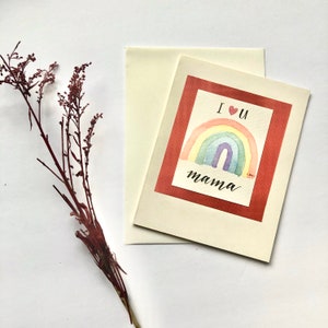 Carte pour mère, je t’aime maman, carte arc-en-ciel pour maman, carte mère manquante