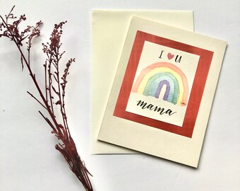 Rainbow Card for Mom, Hand Lettered Mother's Day Card