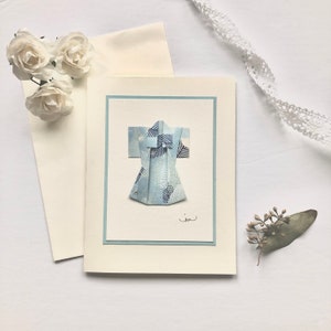 Carte de voeux kimono, carte bleue et argentée, carte japonaise, carte d'inspiration asiatique, carte luxueuse