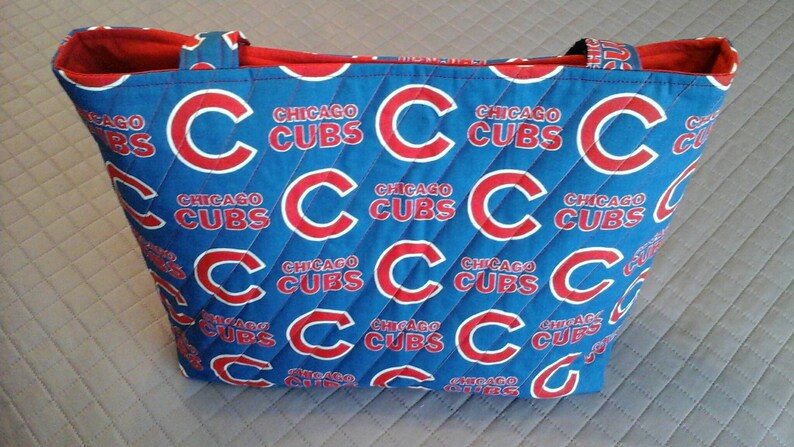 Quilted Chicago Cubs tote bag