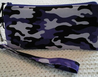 Purple Camo wristlet