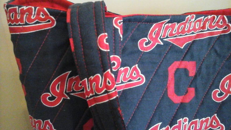Quilted Cleveland Indians tote bag