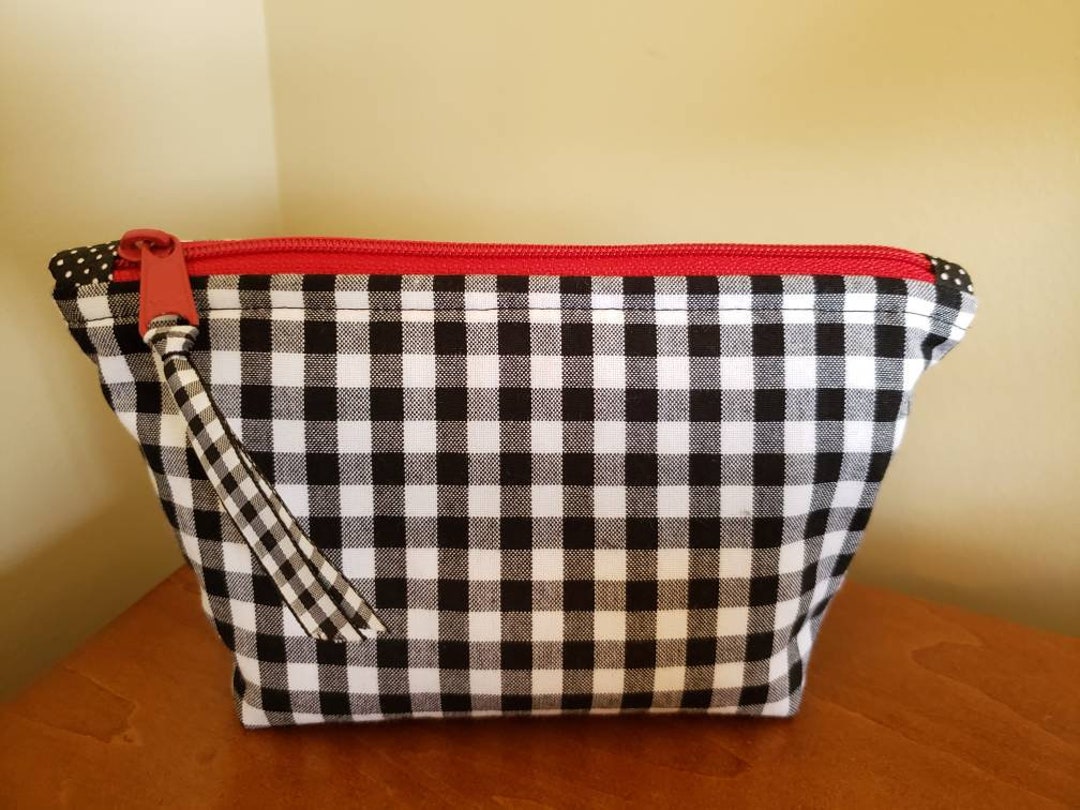 Black and White Gingham Check Pouch, Small Purse, Cosmetic Pouch. Etsy