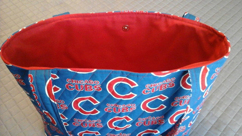 Quilted Chicago Cubs tote bag