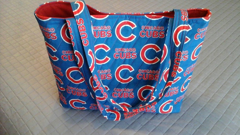 Quilted Chicago Cubs tote bag
