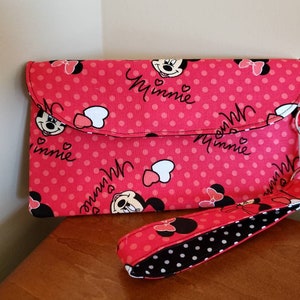 Cartera para teléfono, bolso de mano, billetera de tela, monedero de Minnie Mouse.