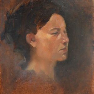 Original fine Art oil painting 11&quot; x 12.5&quot; impressionist colorful portrait study figure figurative painting contemporary expressionist