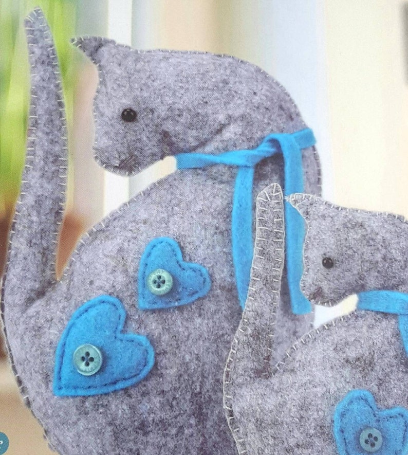 Sewing Felt Craft Kit Cat or Dog or Rhino in Grey Felt Etsy UK