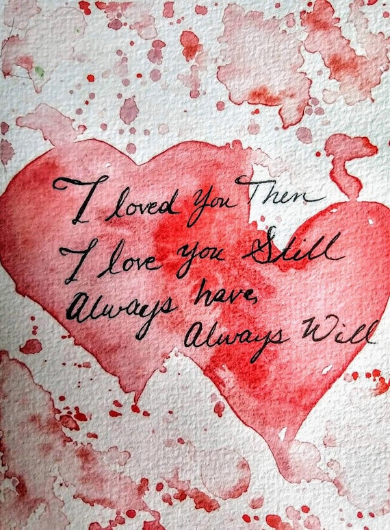 Two Red Hearts Watercolor Printable with Love Quote
