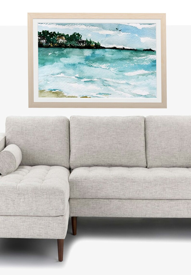 Set of 3 Beach Scenes Watercolor Printables Ocean Lanscapes Etsy
