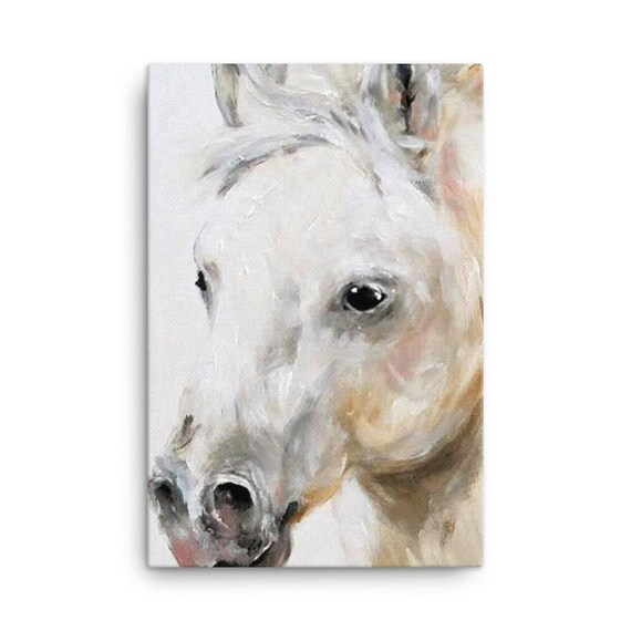 White Horse Canvas Print of Original Acrylic Painting Country Etsy